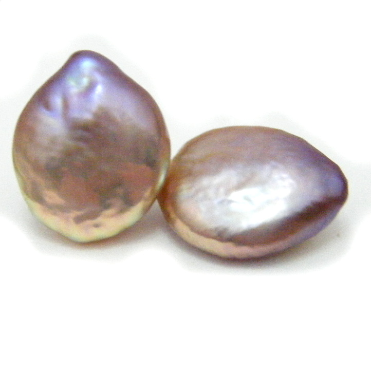Violet 15-16mm Undrilled Coin Pearls